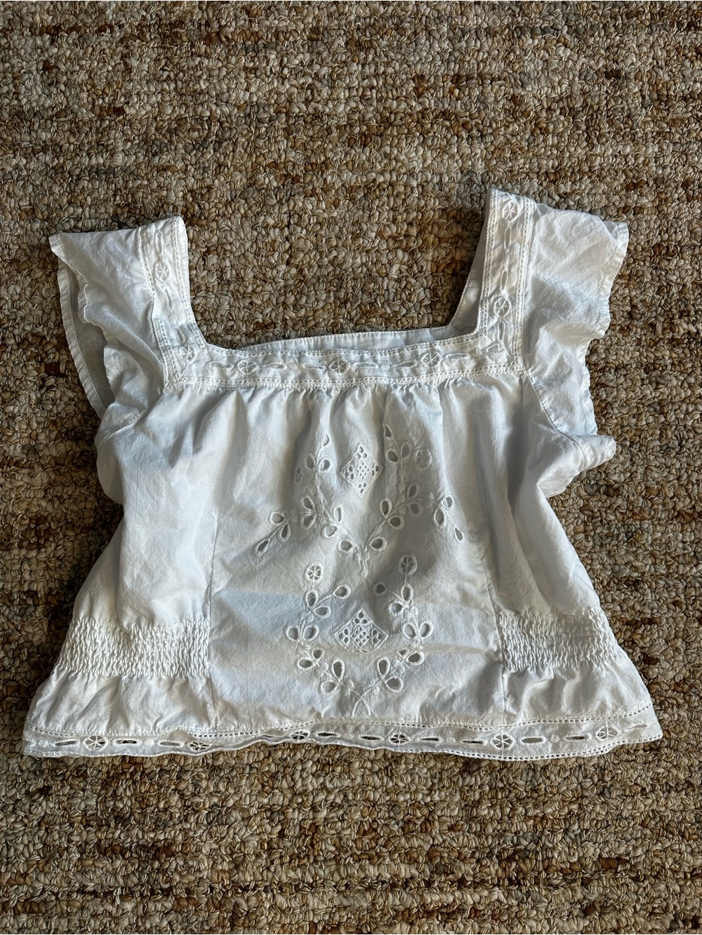Women’s White Embroidered Square-Neck Camisole